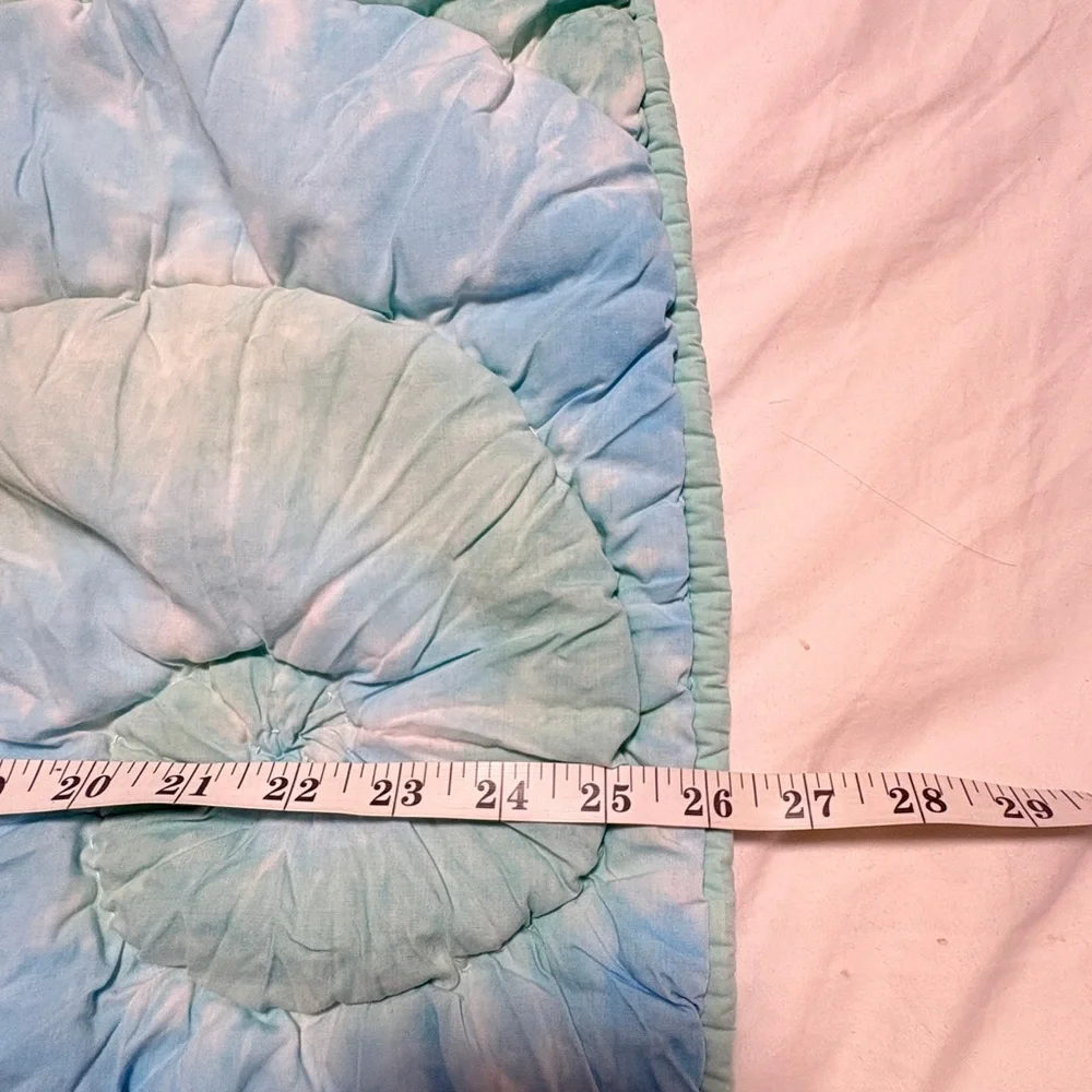Pottery Barn Teen Aqua Blue Quilted Sham Swirl Cotton Pillow Cover 26x18
